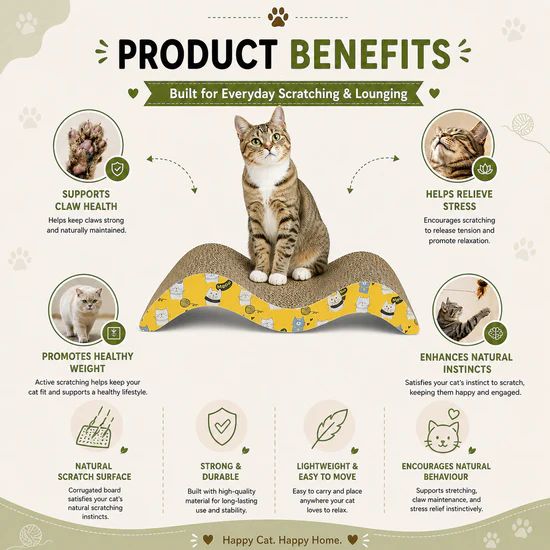 Catmos Purr Wave Cat Scratcher with Free Catnip 2 Catmos Purr Wave Cat Scratcher with Free Catnip - Image 2