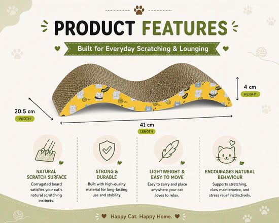 Catmos Purr Wave Cat Scratcher with Free Catnip 4 Catmos Purr Wave Cat Scratcher with Free Catnip - Image 4