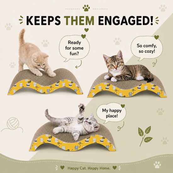 Catmos Purr Wave Cat Scratcher with Free Catnip 5 Catmos Purr Wave Cat Scratcher with Free Catnip - Image 5