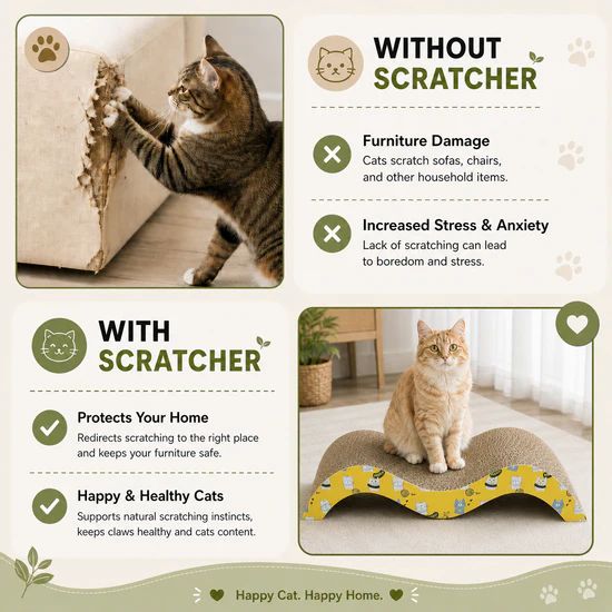 Catmos Purr Wave Cat Scratcher with Free Catnip 6 Catmos Purr Wave Cat Scratcher with Free Catnip - Image 6