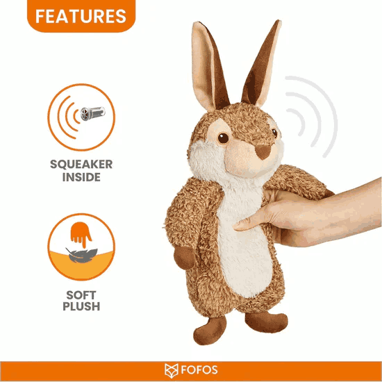 FOFOS Wildlife Rabbit Plush Dog Toy 3 FOFOS Wildlife Rabbit Plush Dog Toy - Image 3