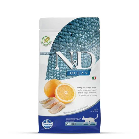 Farmina N&D Grain Free Ocean Herring Orange Adult Dry Cat Food 1.5 kg