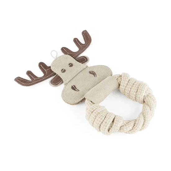 Pawpourri Dark Brown Reindeer Suede And Rope Dog Toy 2 Pawpourri Dark Brown Reindeer Suede And Rope Dog Toy - Image 2