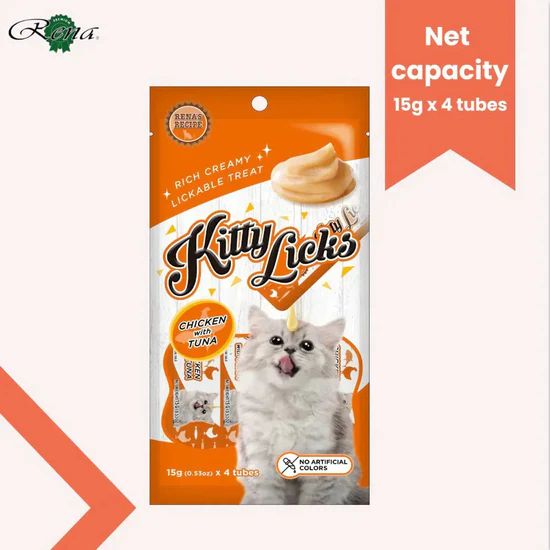 Rena Kitty Licks Chicken With Tuna Cat Treat - 60g Tubes 7 Rena Kitty Licks Chicken With Tuna Cat Treat - 60g Tubes - Image 7