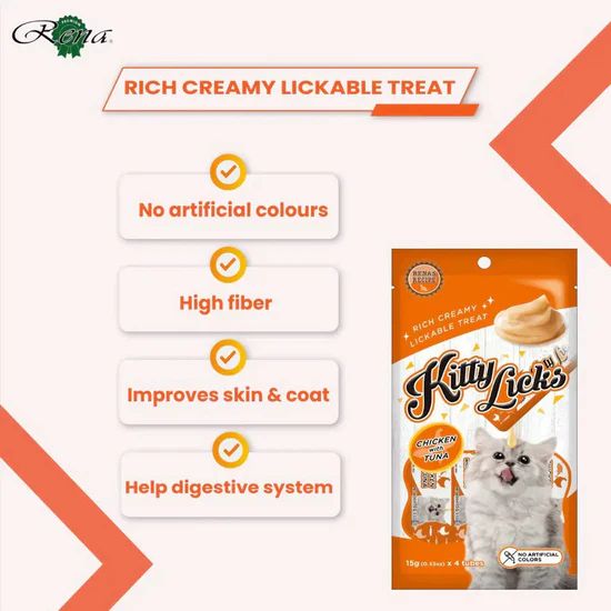 Rena Kitty Licks Chicken With Tuna Cat Treat - 60g Tubes 4 Rena Kitty Licks Chicken With Tuna Cat Treat - 60g Tubes - Image 4