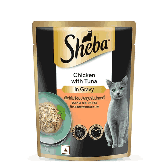 Sheba Rich Premium Chicken with Tuna in Gravy Fine Wet Cat Food All Breed Adult 1 Year 70g