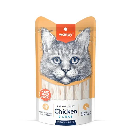 Wanpy Chicken Crab Cat Creamy Treat 350g (25 x 14g)
